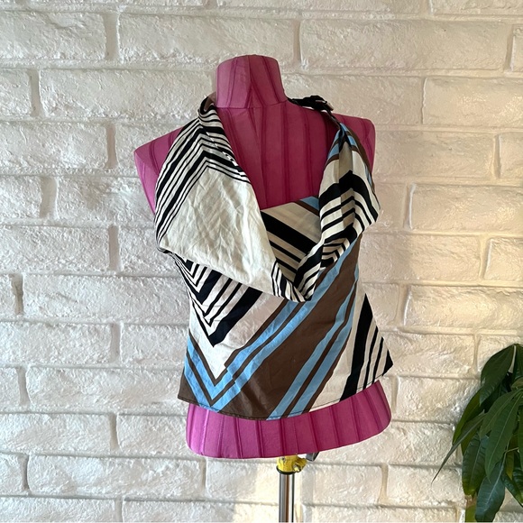 Zara Multicolor Striped Tank Top with adjustable leather buckle around neck - Picture 4 of 5